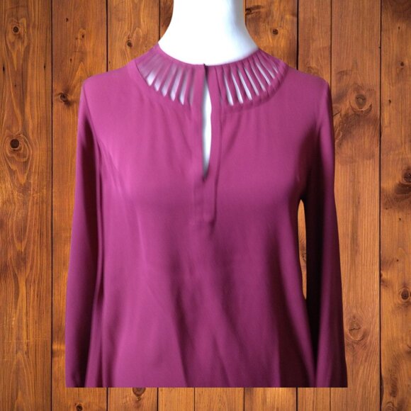 Diane Von Furstenburg Women's Size 0 Damian Raspberry Silk Long Sleeve Dress - Picture 5 of 8